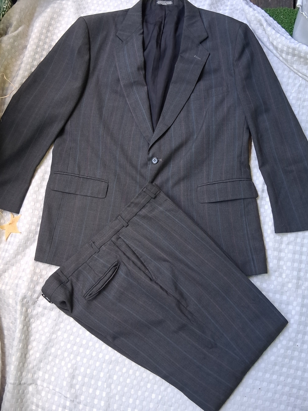 Town Craft VTG Classic Men's Charcoal Pinstripe Suit set Size 46R